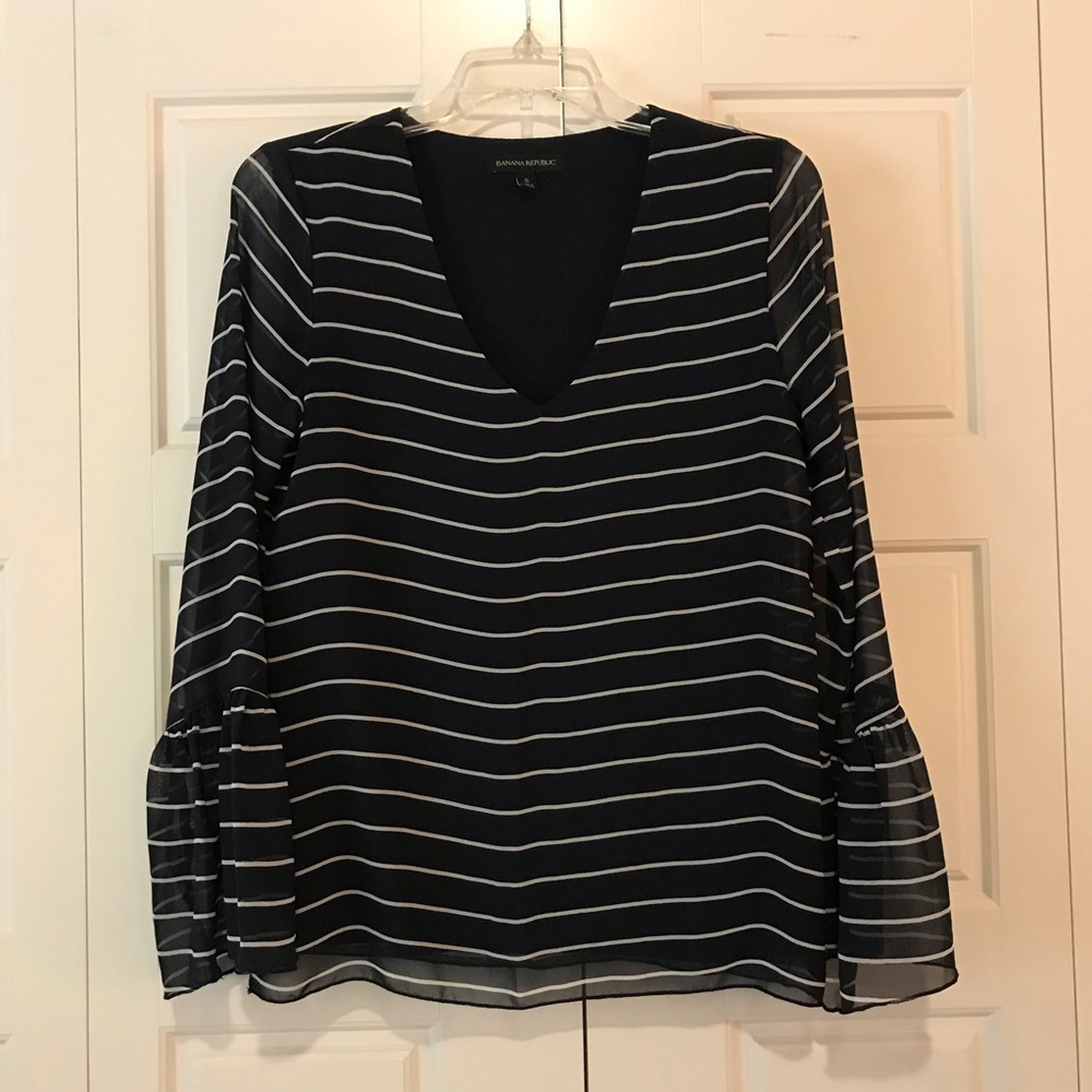 Navy & White Striped Blouse
